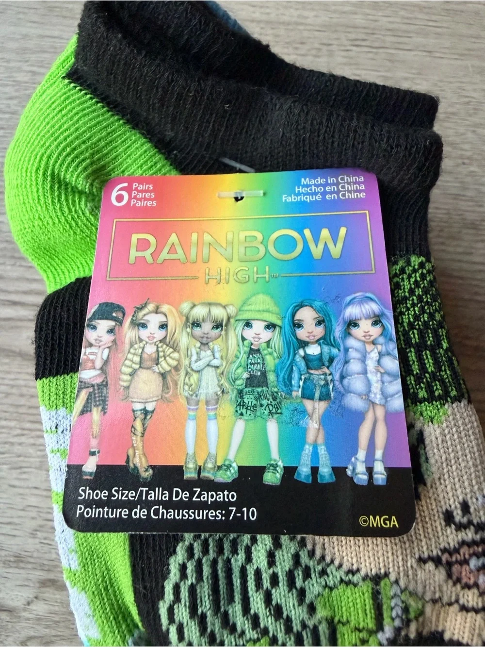 Rainbow High Girls 6 Pair No Show Ankle Socks Ages 4–10 Shoe Size 7–10 NWT
